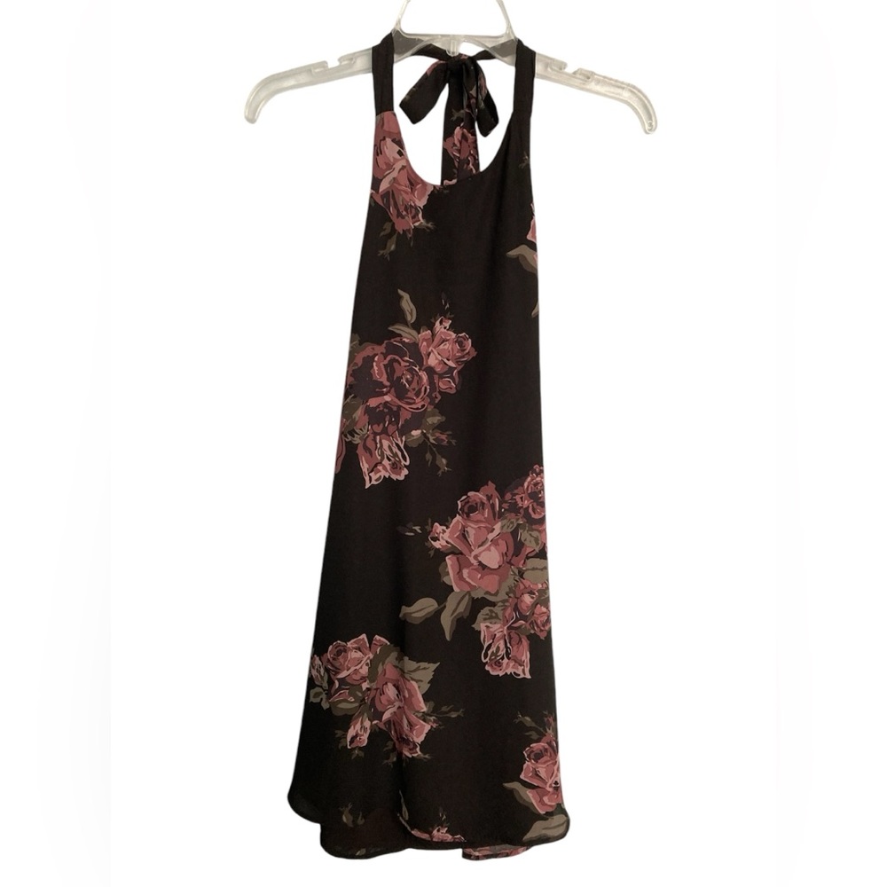 Tobi backless tie neck floral halter dress size M